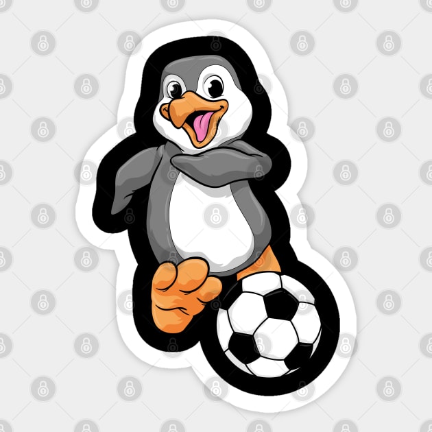 Penguin as Soccer player with Soccer ball Sticker by Markus Schnabel